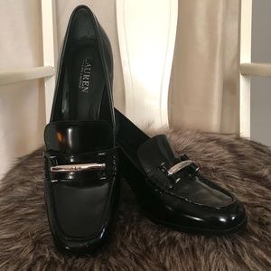 LAUREN Ralph Lauren Patent Leather block-heel Loafer size 9 New Without Box!